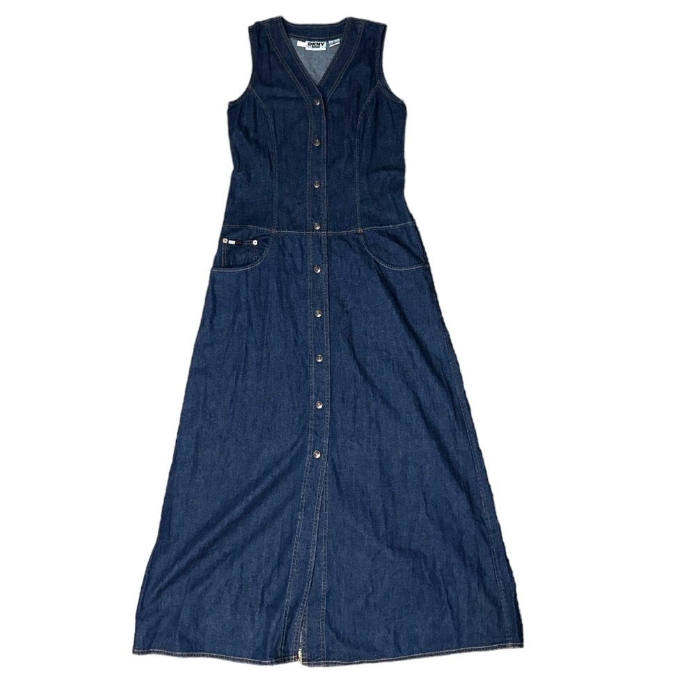 DKNY Jeans Long Denim Maxi Dress Size 10 NWT - Picture 2 of 8